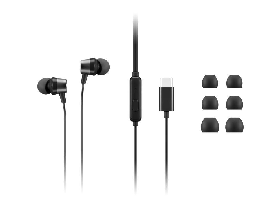 Lenovo 4XD1J77351 In-Ear Wired Headset – USB Type-C, Black, Office Binaural