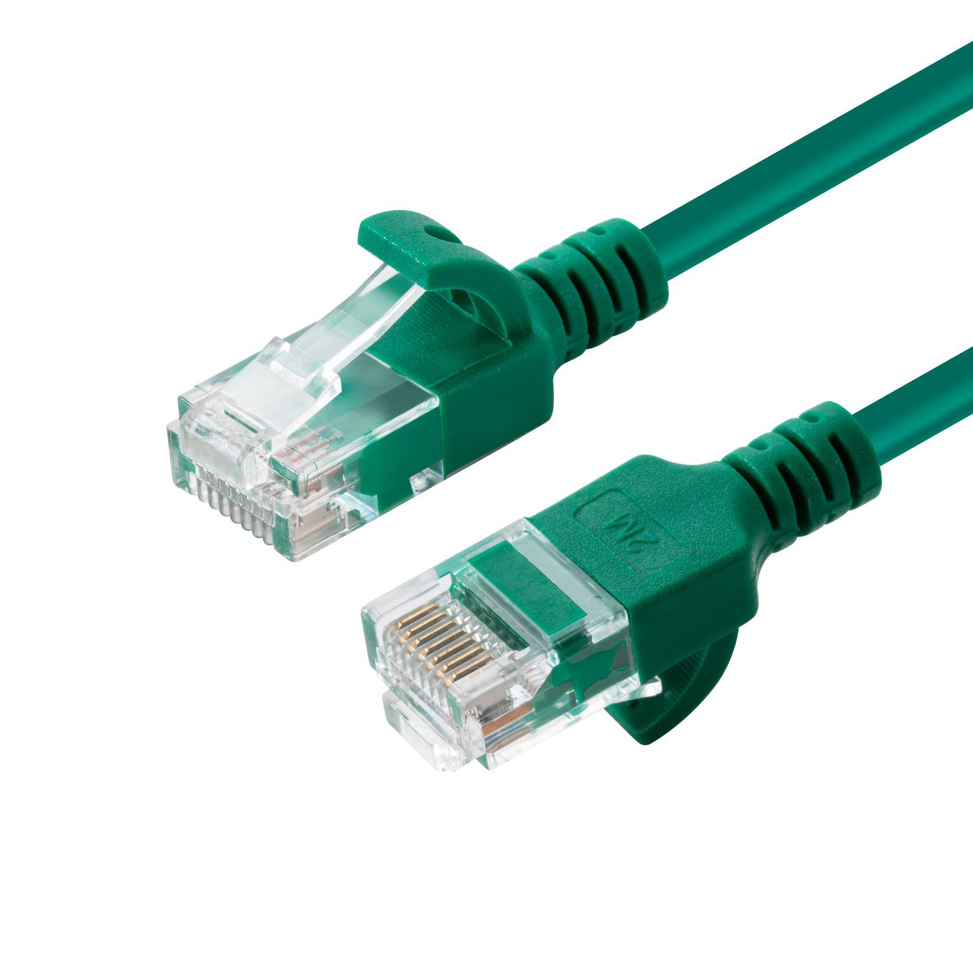 Microconnect Cat6a Slim Network Cable 2m – Green, U/UTP, LSZH, RJ-45, 10Gbps