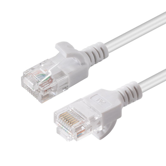 Microconnect Cat6a U/UTP Slim Network Cable 7.5m – White, LSZH, Gold-Plated RJ-45