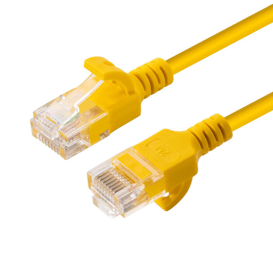 Microconnect Cat6a U/UTP Slim Network Cable 0.5m Yellow – LSZH, Gold-Plated RJ-45