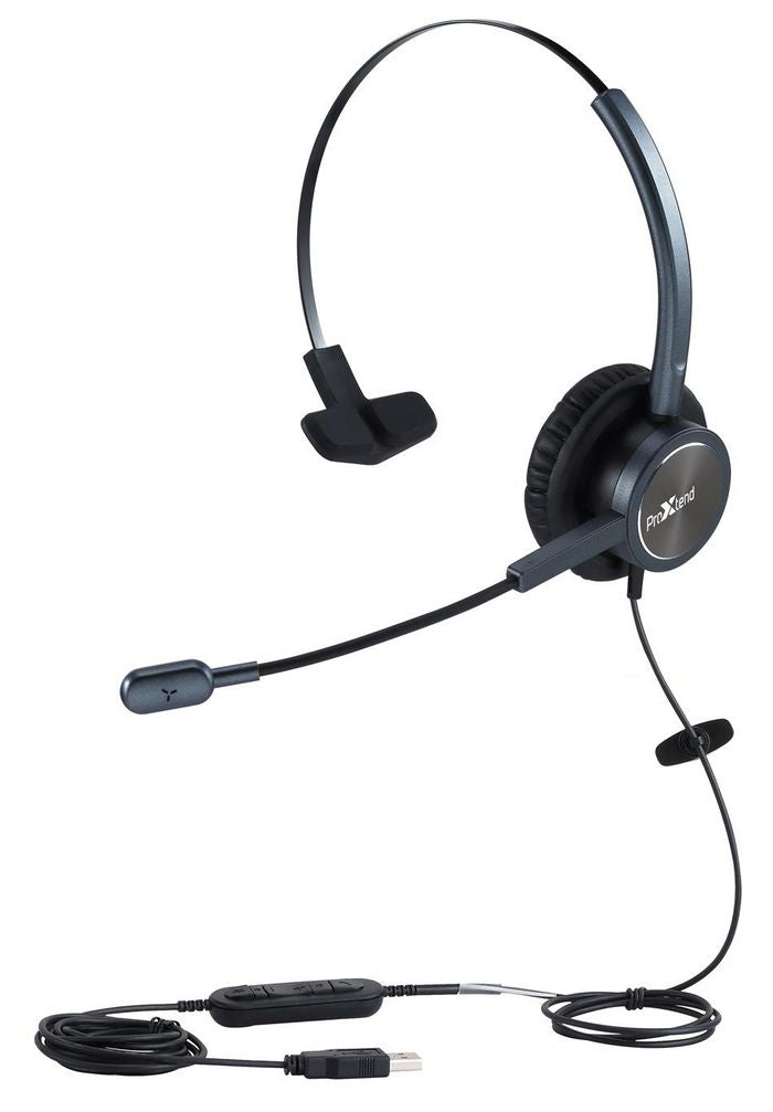 ProXtend PX-HSUSB101 Monaural USB Wired Headset – Black, 2.5m Cable