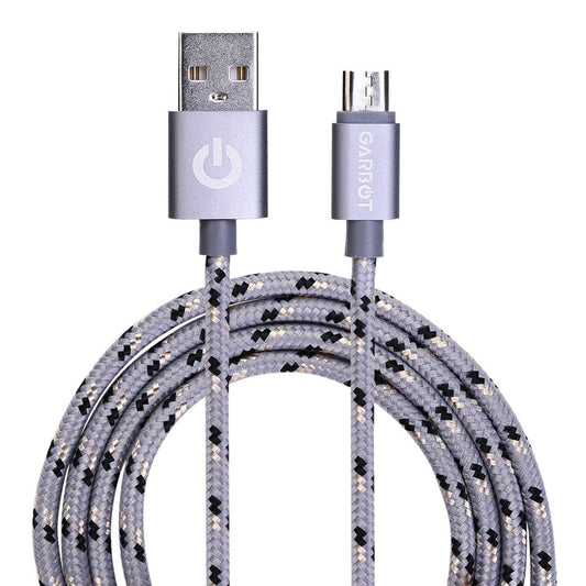 Garbot C-05-10195 Grab&Go 1m Braided Micro-USB Cable – Silver, Nylon, 2A, CE RoHS Certified