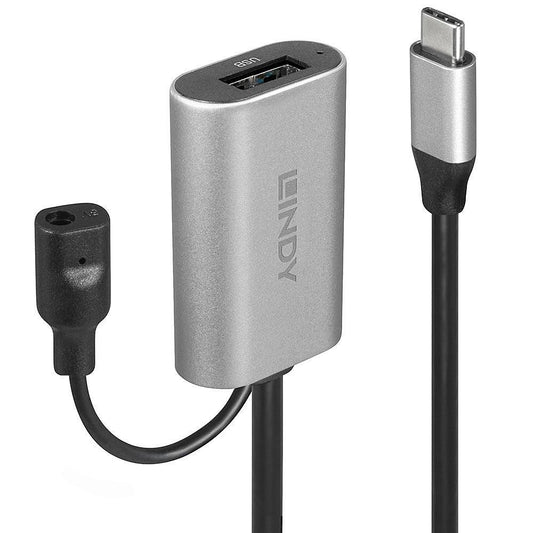 Lindy 43270 USB 3.2 Gen 1 C/A Active Extension Cable 5m – Silver