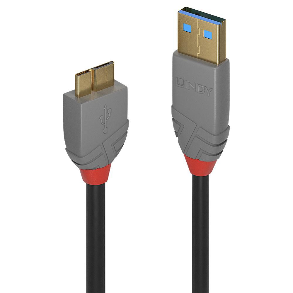 Lindy 36767 USB 3.2 Type A to Micro-B Cable 2m – 5Gbps Anthra Line