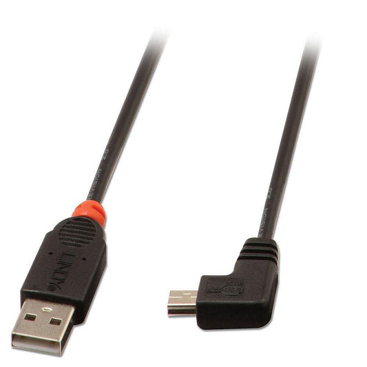 Lindy 31972 USB 2.0 Cable 2m Type A to Mini-USB B 90 Degree Right Angle