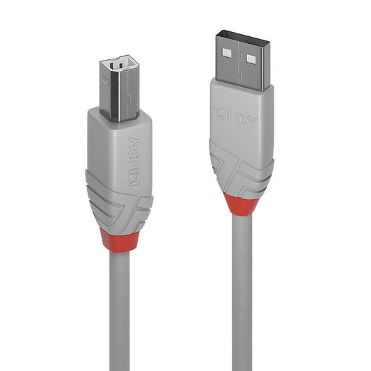 Lindy 36685 USB 2.0 Type A to B Cable 5m Grey Nickel Connectors