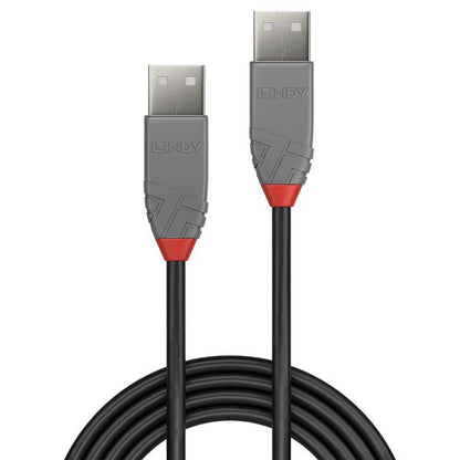 Lindy 36691 USB 2.0 Type A to A Cable – 0.5m Anthra Line, Black/Grey