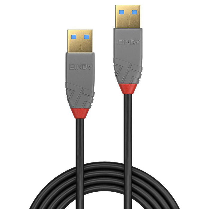 Lindy 36752 USB 3.2 Type A Cable – 2m, 5Gbps, Anthra Line, Black