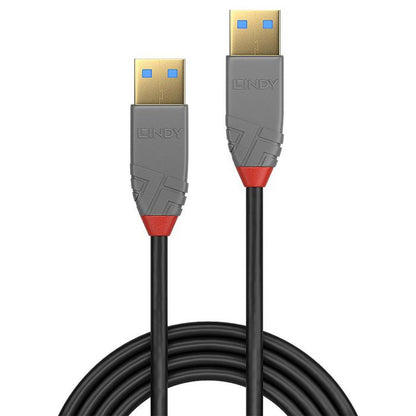 Lindy 36752 USB 3.2 Type A Cable – 2m, 5Gbps, Anthra Line, Black