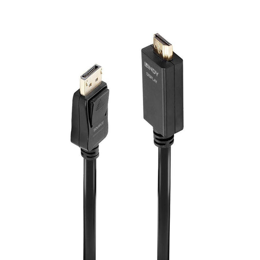 Lindy 36922 2m DisplayPort to HDMI 10.2G Cable – 4K UHD, Gold-Plated, CE Certified