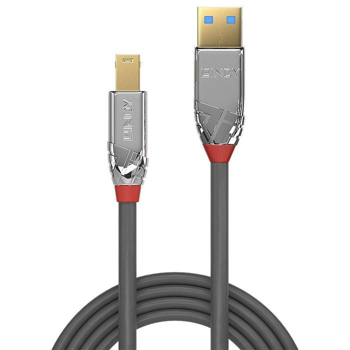 Lindy 36662 USB 3.2 Type A to B Cable – 2m Cromo Line 5Gbps Gold Plated