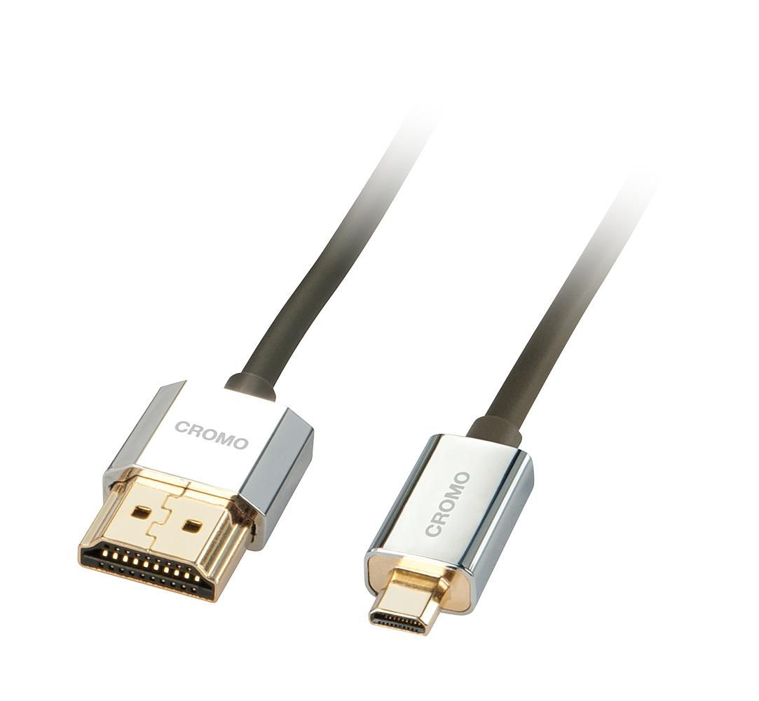Lindy 41681 HDMI to Micro HDMI Cable – 1m Slim High Speed, 4K, Gold Plated