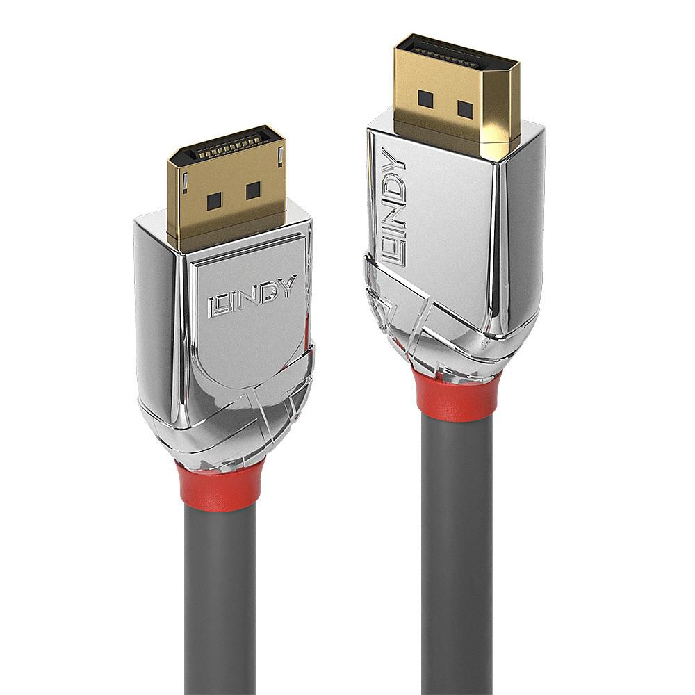 Lindy 36301 DisplayPort Cable 1m – Cromo Line, 1.2, Gold-Plated, Grey