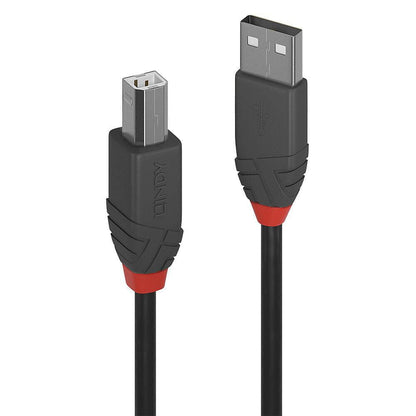 Lindy 36676 USB 2.0 Type A to B Cable – 7.5m Anthra Line, Black