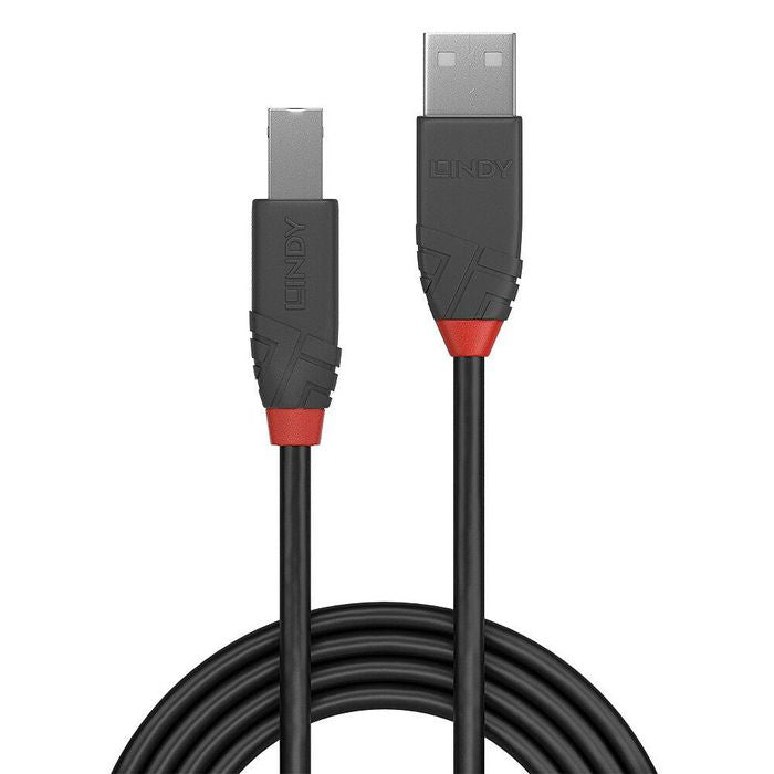 Lindy 36676 USB 2.0 Type A to B Cable – 7.5m Anthra Line, Black