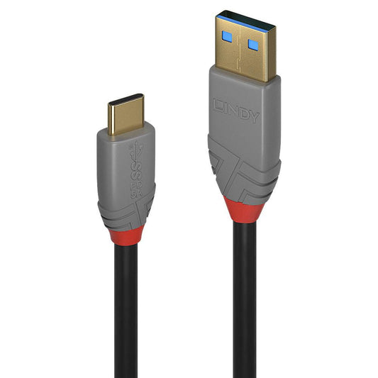 Lindy 36910 USB 3.2 Type A to C Cable 0.5m 10Gbps 5A PD Anthra Line