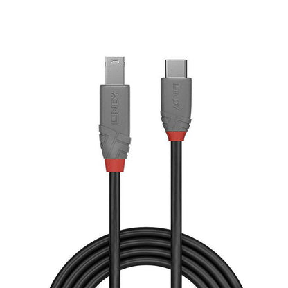 Lindy 36666 USB 3.2 Type C to B Cable 1m Black Round Cable
