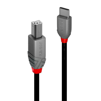 Lindy 36942 USB 2.0 Type C to B Cable – 2m Anthra Line, Black