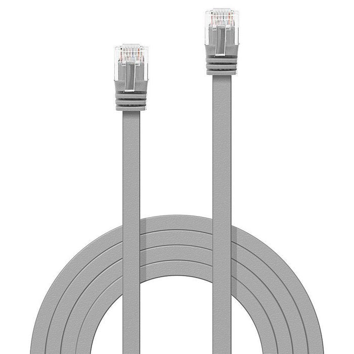 Lindy 47490 0.3m Cat6 U/UTP Flat Network Cable – Grey, RJ45 Male to Male, 10 Year Warranty