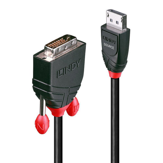 Lindy 41490 1m DisplayPort to DVI-D Cable – Gold Plated, 1920x1200, Black