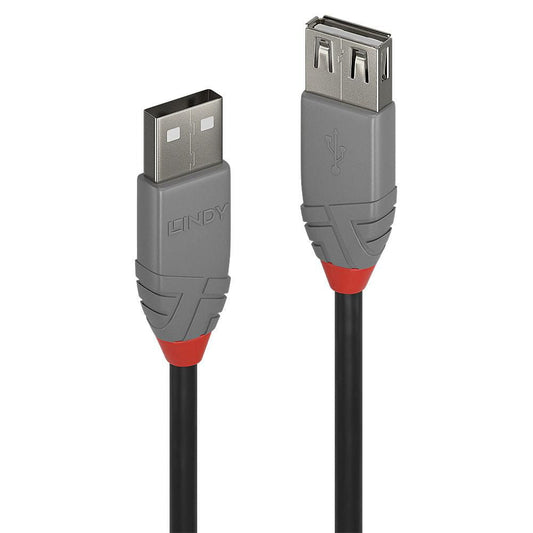 Lindy 36704 USB 2.0 Type A Extension Cable 3m Black/Grey