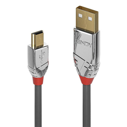 Lindy 36633 USB 2.0 Type A to Mini-B Cable 3m Grey Gold Plated Connectors