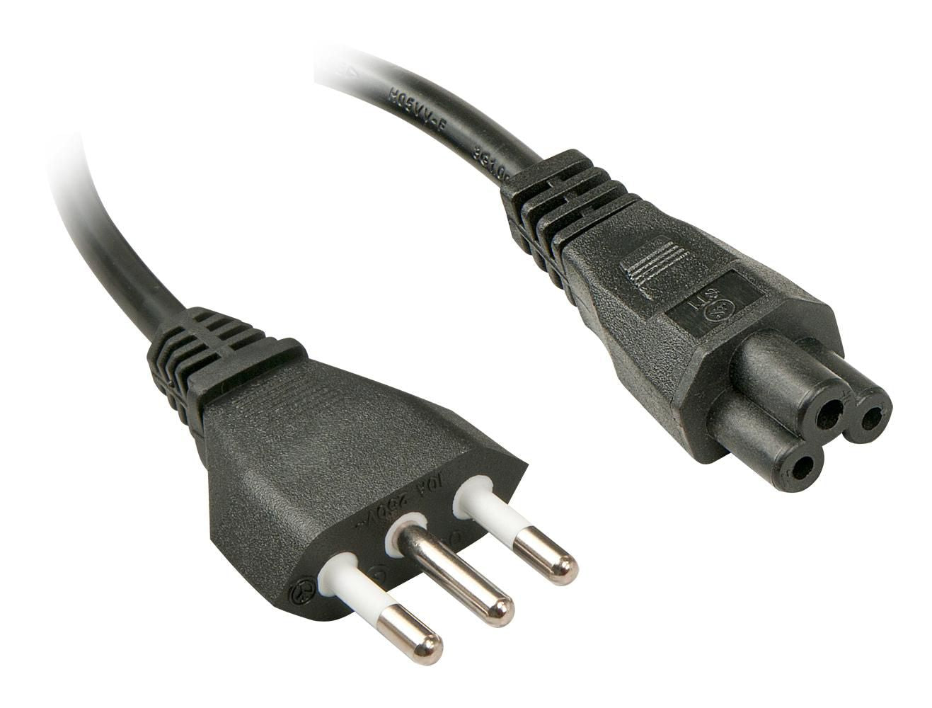 Lindy 30408 Power Cable – Italian Mains Plug to IEC C5, 2m, Black