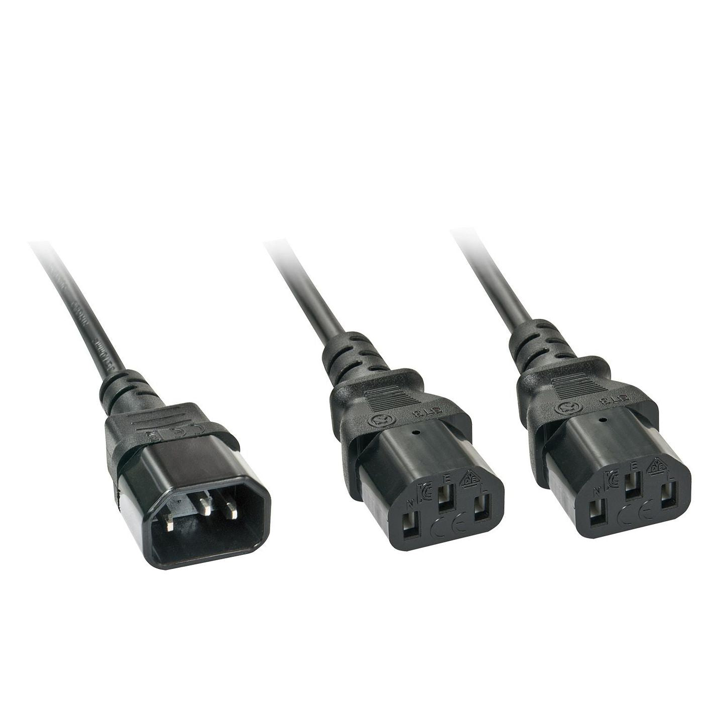Lindy 30039 IEC Splitter Cable 2m IEC C14 to 2 x IEC C13 Black