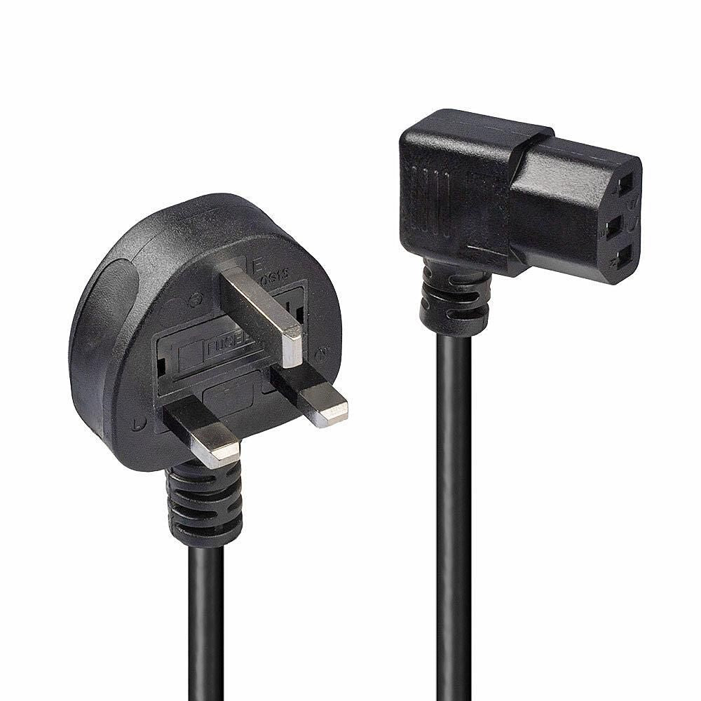Lindy 30446 1m UK 3 Pin Plug to Right Angled IEC C13 Mains Power Cable, Black