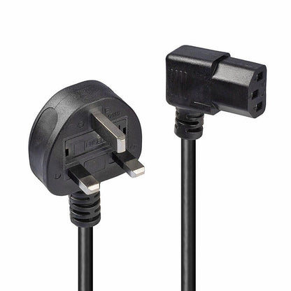 Lindy 30446 1m UK 3 Pin Plug to Right Angled IEC C13 Mains Power Cable, Black
