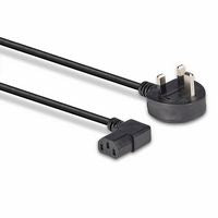 Lindy 30446 1m UK 3 Pin Plug to Right Angled IEC C13 Mains Power Cable, Black
