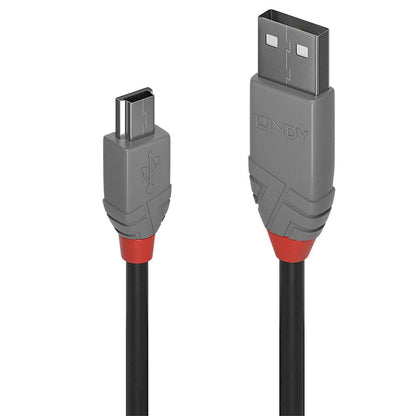 Lindy 36725 USB 2.0 Type A to Mini-B Cable 5m Black Gold Plated