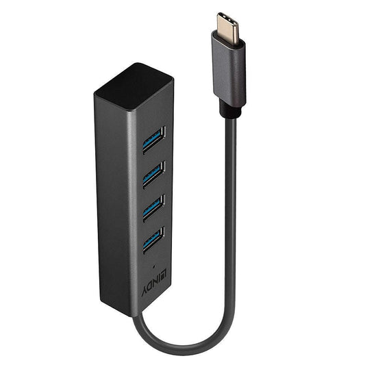 Lindy 43325 4 Port USB 3.2 Type C Hub – 5Gbps, Aluminium, CE & RoHS Certified