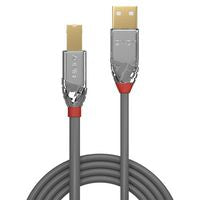 Lindy 36643 USB 2.0 Type A to B Cable 3m Grey Gold Plated Connectors