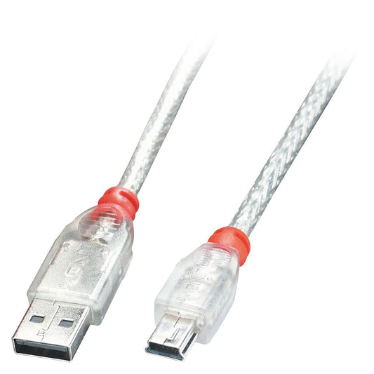 Lindy 41781 USB 2.0 Cable Type A to Mini-B 0.5m Transparent