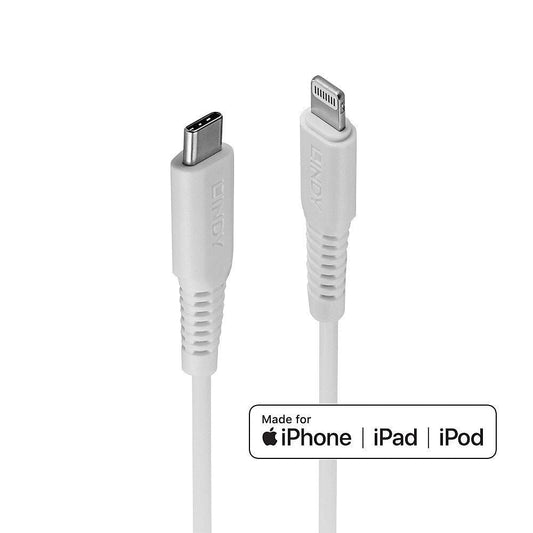 Lindy 31315 USB Type C to Lightning Cable 0.5m White – MFi Certified