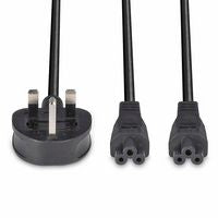 Lindy 30428 Power Cable – 2.5m UK 3 Pin Plug to 2 x IEC C5 Splitter, Black
