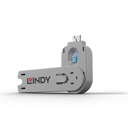Lindy 40622 USB Type A Port Blocker Key – Blue, ABS, Secure USB Port Lock