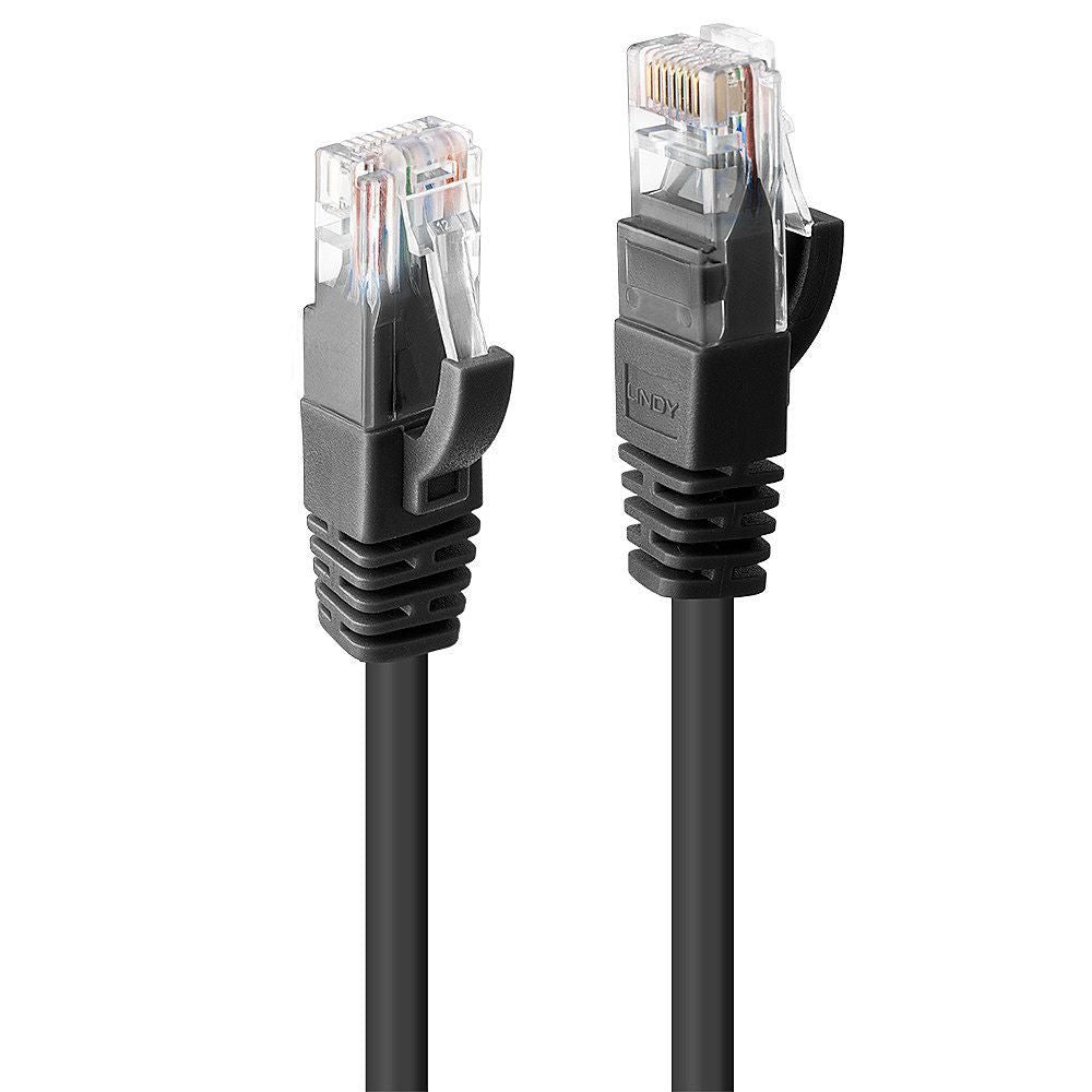 Lindy 3m Cat6 U/UTP Network Cable – Black, Snagless, Gold Plated, 1000Mbps