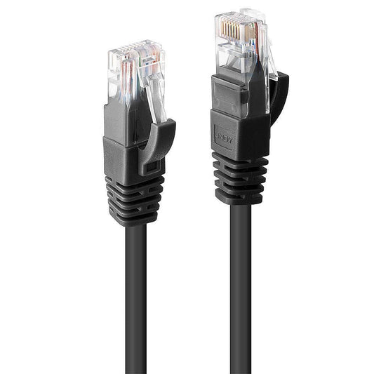 Lindy 3m Cat6 U/UTP Network Cable – Black, Snagless, Gold Plated, 1000Mbps