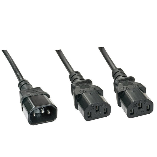Lindy 30363 IEC Splitter Cable 1m IEC C14 to 2 x IEC C13 Black