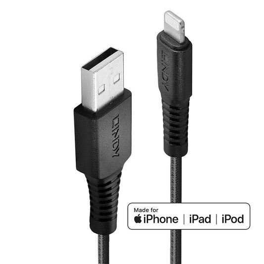 Lindy 31290 Lightning Cable – 0.5m Reinforced USB Type A Charge & Sync