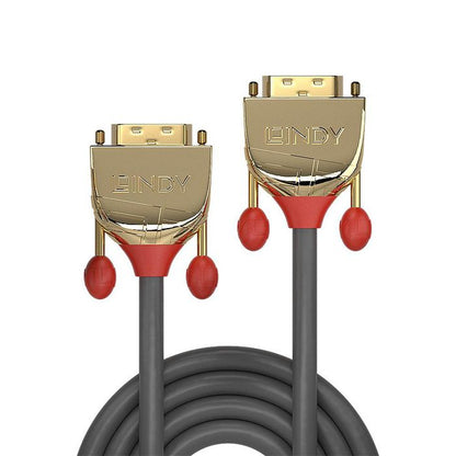 Lindy 36202 2m DVI-D Dual Link Cable – Gold Line, 2560x1600, 24K Gold-Plated, Grey