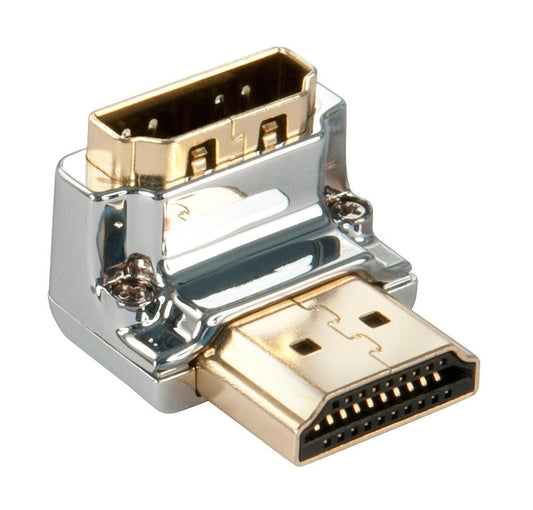 Lindy CROMO HDMI Male to Female 90 Degree Right Angle Adapter – Down, Gold Plated