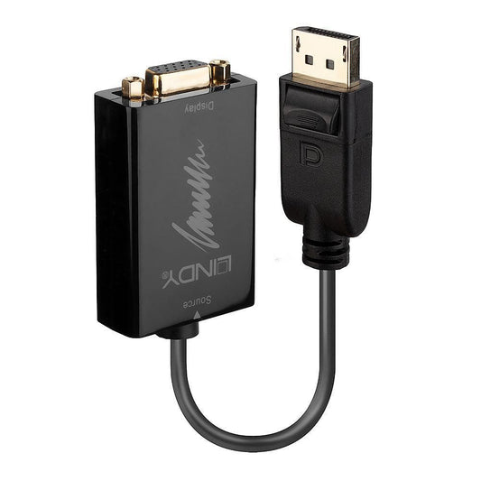 Lindy 41006 DisplayPort 1.2 to VGA Active Converter – 1920x1080 Full HD, 0.15m Cable