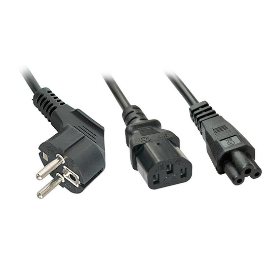 Lindy 30047 Power Cable Schuko to IEC C13 & C5 Coupler 2m Black
