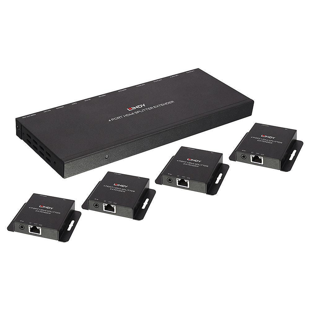 Lindy 38155 70m Cat.6 4 Port HDMI 4K30 IR Splitter Extender with Loop Out