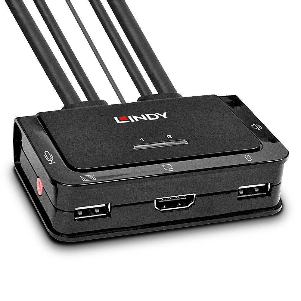 Lindy 42340 KVM Switch – 2 Port HDMI 4K30 USB 2.0 Audio Black