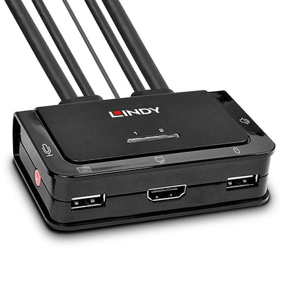 Lindy 42340 KVM Switch – 2 Port HDMI 4K30 USB 2.0 Audio Black