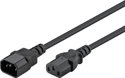 Goobay 50081 Extension Lead – C13 Socket C14 Plug 2m Black Power Cable